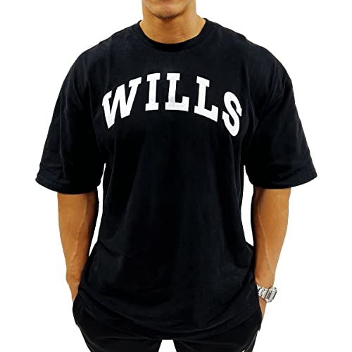 [WILLS FITNESS] TVc Y  I[o[TCY TVc rbOVGbg ܕ Rbg100% EBYtBbglX FRONT BIG LOGO OVERSIZE T-SHIRT ؃g W EGA 99000000100