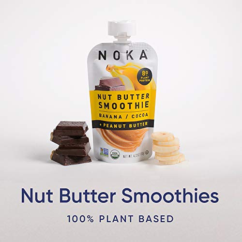 NOKA Nut Butter Smoothie Pouches (Banana Cocoa Peanut Butter) 6 Pack | 100% Organic Fruit And Nut Butter Squeeze Packs | Non GMO, Gluten Free, Vegan, 8g Plant Protein | 4.22oz Each - Thumbnail 3