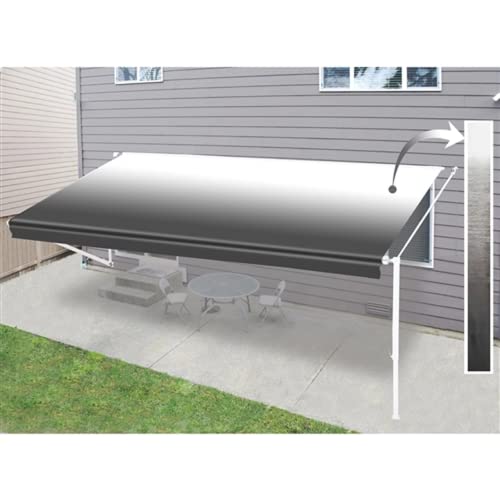 Aleko Manual Retractable Rv Awning|20' W X 8' L Handle Crank Camper Awning| Vinyl Water Resistant Canopy, Uv Protection Sun Shade For Trailer, Motorhome, Travel Trailer| Black Fade #TOP7