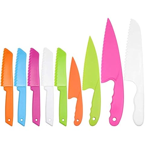 SelfTek 9-Piece Colourful Children's Kitchen Knife Set Cover