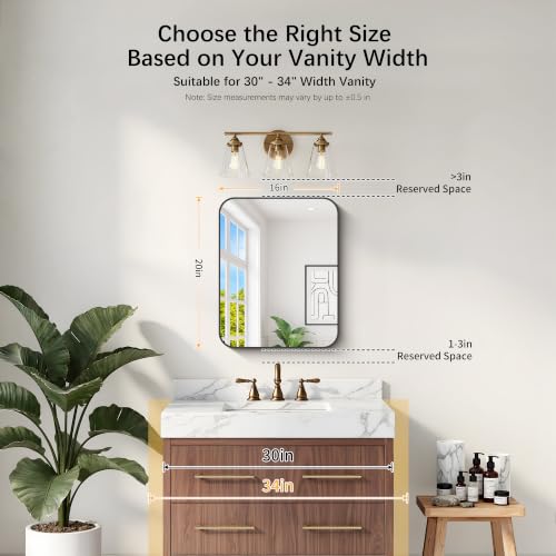 Image of DESBING 16 inchx20 inch Bathroom Mirror for Over Sink, Black Framed Wall Mirror