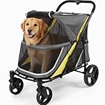 All-Terrain Heavy-Duty Dog Stroller for Large & Senior Pets, 80kg Capacity, Dual Entry Wagon with Foot Brake, Collapsible 4-Wheel Design, Breathable Mesh Canopy & Storage Basket