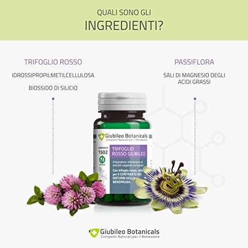 Integratore 100% Naturale Con Trifoglio Rosso Utile Per Il Contrasto Dei Disturbi Della Menopausa, Con Passiflora Per Il Fisiologico Rilassamento - 50 Capsule Per 50 Giorni Di Trattamento!! - 3