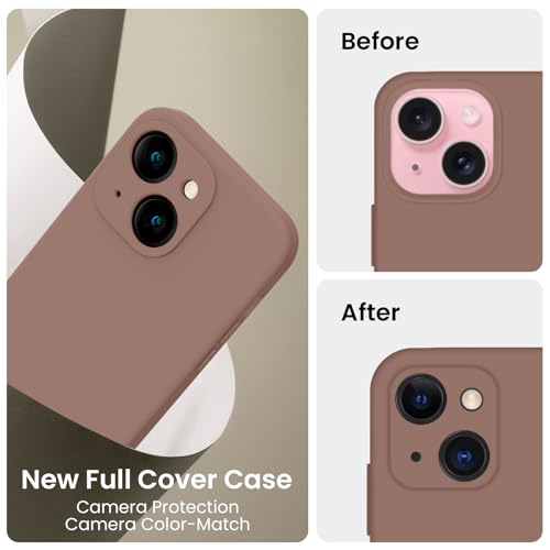 Image of FireNova Designed for iPhone 15 Case, Silicone Upgraded [Camera Protection] Phone Case, Soft Anti-Scratch Microfiber Lining Inside, 6.1 inch, Light Brown