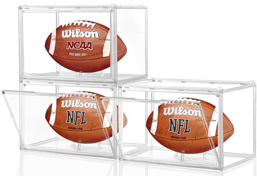 Leffis Football Display Case 3 Pack, Clear Football Display Box