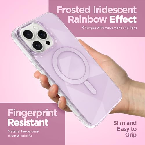 Image of Magnetic Case for iPhone 16 Pro Max [Compatible with Magsafe] [Anti-Yellowing] [1 Screen Protector] Shockproof Slim Iridescent Sparkly Case for iPhone 16 Pro Max 6.9 inch 2024, Pink