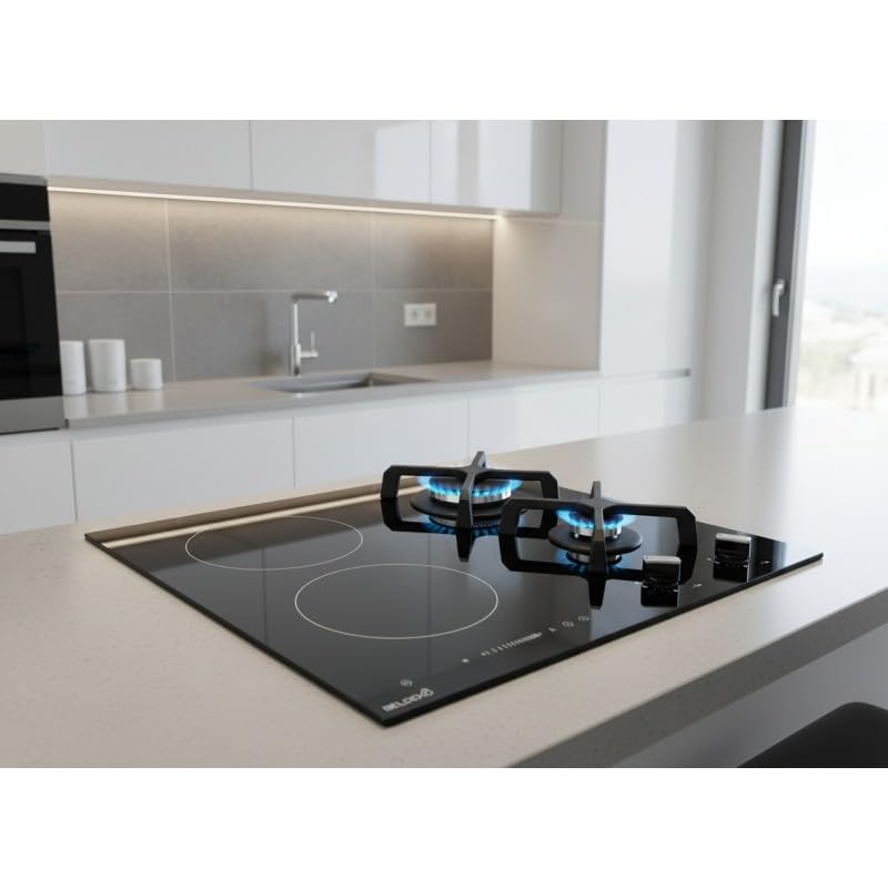 BELDEKO Plaque Mixte 2 Gaz + 2 Induction 6900W - Marque Française