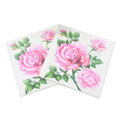 Guardanapos de papel descartáveis Amosfun 20 peças com estampa de flor de rosa guardanapos decorativ