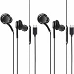 2 Pack USB C Earphones For Samsung A17 / A16 / A15 / A14 Earphone, Galaxy A35/A55/A34/A54 Earbuds Wired Digital HiFi Stereo in-Ear Bass Earbud USB C Headphones with Volume Control For Samsung A14 5G