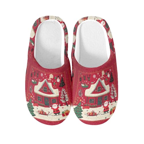 Pantoufles de Père Noël d'intérieur en coton chaud et moelleux taille L pour hiver