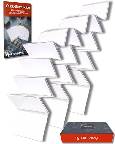AZDelivery 30 x RFID Keycard Card 13,56MHz Schlüsselkarte Karte MF S50 (13,56 MHz) kompatibel mit Arduino inklusive E-Book! AZDelivery 30 x RFID Keycard Card 13,56MHz Schlüsselkarte Karte MF S50 (13,56 MHz) kompatibel mit Arduino inklusive E-Book!