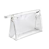Happy Will Clear Transparent Waterproof Plastic PVC Travel Cosmetic Bag Makeup Bag Organizer Pouches Bag Tote Bag for Women Girls (Silver)