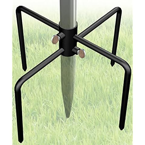 Garbuildman Pole Stabilizer Stand Base with 4 Prongs for Outdoor Bird Feeder Pole, In-Ground Support Applies to 0.74” to 1.1” Shepherds Hook, Black, 1 Pack, Measure Before Purchase Cover
