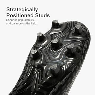 LEOCI Soccer Cleats for Women's and Men's Outdoor Unisex Football Shoes Firm Rugby Boots Black-Grey