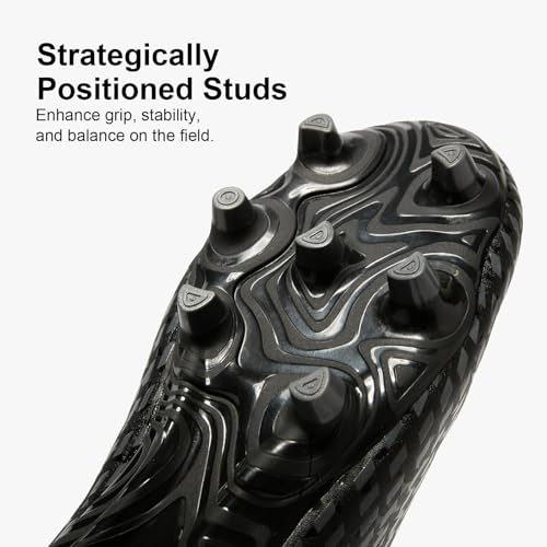 Leoci Soccer Cleats For Women'S And Men'S Outdoor Unisex Football Shoes Firm Rugby Boots Black-Grey thumb #2