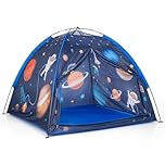 SUNNYNEST Kids Tent 125x120x100cm Bed Tents for Boys and Girls Prince Castle Play Tent for Boys Toddlers, Large Space Theme Pop Up Tent with Glow in The Dark Stars, Indoor Outdoor Playhouse with Car