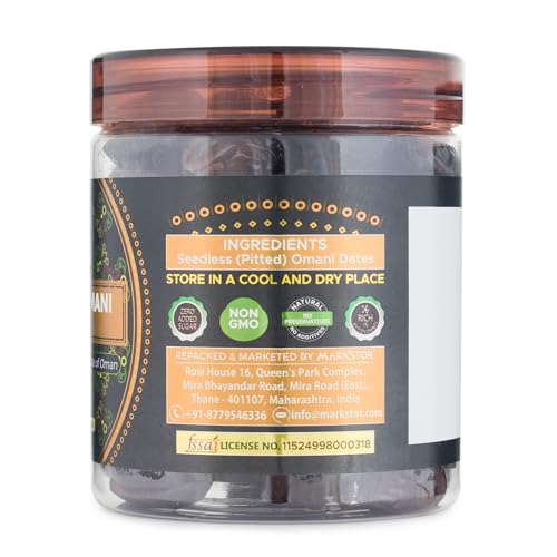 Image of MARKSTOR Seedless Omani Dates (Khajoor /Khajur) -300 Grams - Premium Selection - No Cholesterol No Added Sugar Dates Dry Fruits, fresh