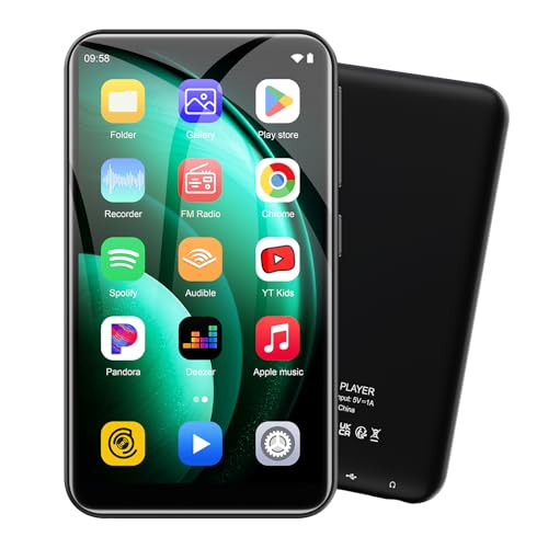 160GB MP3 Player with Bluetooth and WiFi – HiFi Android 13 Music Player for Spotify/Pandora/Audible/YouTube, 4.02" Touchscreen, Built-in Speaker, Supports Play Store