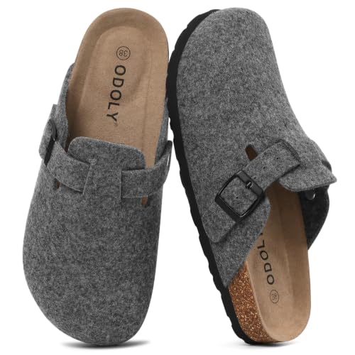 Image of ODOLY Genuine Suede Clogs for Women Men Comfort Cork Footbed Potato Shoes