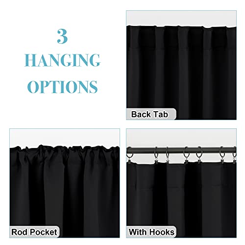 Image of RYB HOME Kitchen Window Curtains - Blackout Privacy Half Window Curtains for Bedroom Bathroom Dining Living Room Cafe Office Short Tiers Drapes, W 34 x L 36 inches, 2 Panels, Black