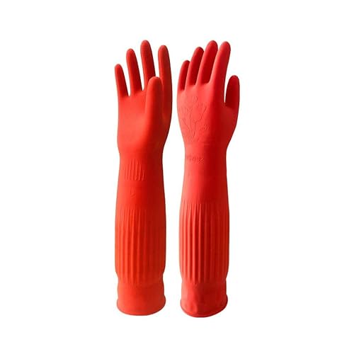 BGGIWY Guantes Gruesos para Lavar Platos, Guantes de látex cálidos para el hogar, de Invierno, para Cocina, de 45cm, de Brazo Largo, 1 par de Guantes de Goma Reutilizables