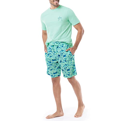 Guy Harvey Men's Sleep Pajama Shorts, Beach Glass/Tossed Bills, X-Large #TOP4