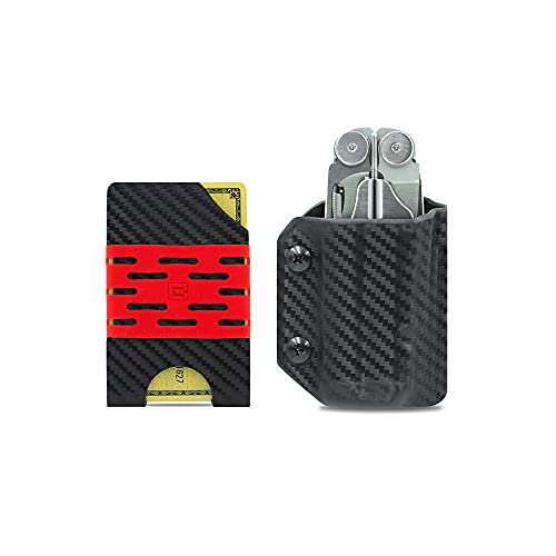 Clip & Carry Bundle ~ Carbon Fiber Black Kydex Sheath For The Leatherman Wave & Carbon Fiber Black Kydex Minimalist Wallet Card Holder #TOP17