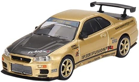 MINI GT 1/64 Nissan Skyline GT-R R34 Top Secret Gold Right-Hand Drive Japan Limited Ready-Made Product