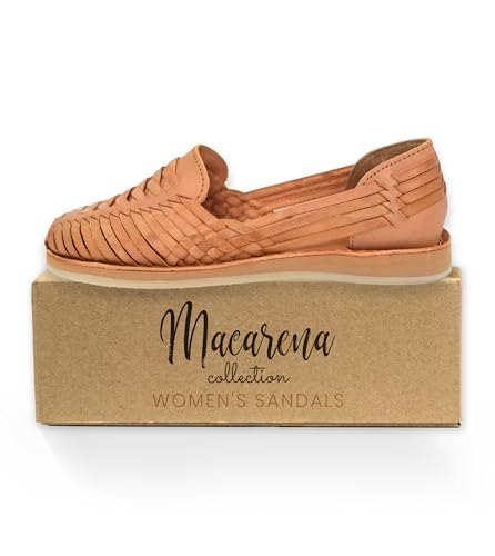 Image of Macarena Collection Womens Shoes Leather Sandal Flat for Women | Huarache Handmade Mexican Sandals | Comfortable & Stylish Womens Sandals 3050