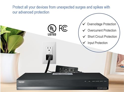 [UL Listed] Professional 12V 5A 60W Power Supply Adapter for CCTV Security Cameras 4 8 16 Channel DVR or NVR, 12Volts 5000mA Universal AC DC Power Cord for Samsung Wisenet Night Owl Lorex Swann Q-See
