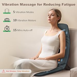 Vibration back massager with heat massage chair pad with 10 vibration motors 2 heating levels chair massager for recliner office chair sofa gifts for mom dad woman man  urban country home decor
