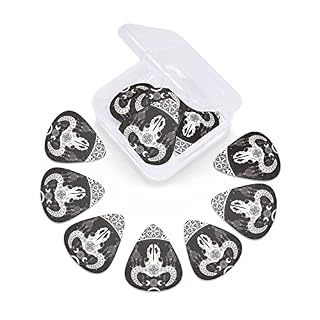 Lot de 12 médiators de guitare en forme de tête de mort – Noir – Pour guitare électrique et basse – Cadeau idéal pour les amateurs de guitare acoustique – Avec boîte - Les Beatles, Paul McCartney, John Lennon, RIngo Starr, George Harrison Lot de 12 médiators de guitare en forme de tête de mort - Noir - Pour guitare électrique et basse - Cadeau idéal pour les amateurs de guitare acoustique - Avec boîte – Image 3