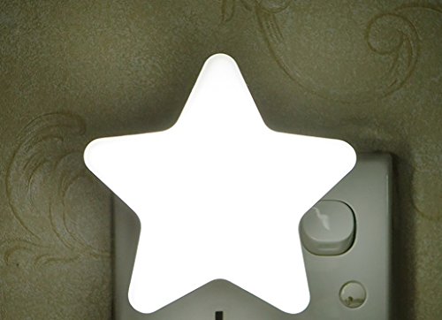 Image of 4 Pack - LED Plug-in Night Light with Light Sensor - White | Light Sensor Controlled Dusk to Dawn LED Night Lamp - Pentagram shaped Lamp Take Good Care Children Sleep