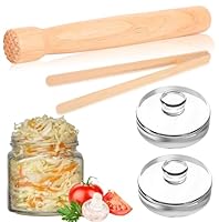 Fermentation Glas-Gewichte,Fermentier ZubehöR 4-Teiliges Set,Inkl StößEl,2 Pcs ø 7cm Fermentiergewichte & Zange,- Einfach Zuhause jedes Obst &GemüseFermentieren,Fruchtwein - Bois De HêTre