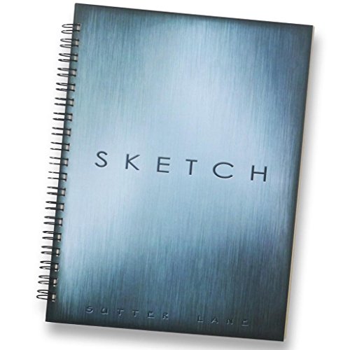 Sketchbook for Drawing and Mixed Media 8.5"x11", Blue Metallic Look - Blank Spiral Bound Artist Drawing Pad/Sketch Journal
