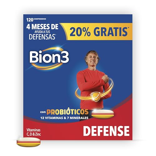 Bion3 Defense Comprimidos Multivitamínicos con Probióticos, Complemento Alimenticio para Ayudar al Sistema Inmunitario¹, Vitamina C, D, Zinc, Hierro