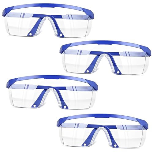 KYLOS Safety 4 Piezas - Gafas De Seguridad Para Niños, Cómodas De Llevar Gracias A Su Construcción Ligera Y Correas Ajustables, Resistente A Los Arañazos, Tamaño Universal, Para Niños