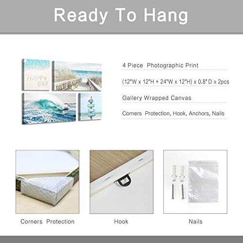 ARTISTIC PATH Beach Ocean Canvas Wall Art: Ocean Wave & Pathway and Beach Relax Signs Giclee Prints Artwork Picture for Bedroom(Overall 36" W x 24" H, Multi-Sized) - Image 7