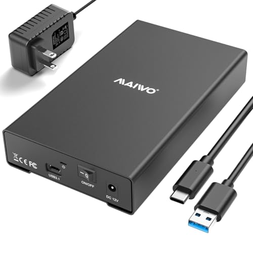 Image of MAIWO Hard Drive Enclosure for 2.5 3.5 inch SATA HDD SSD Aluminum, USB3.1 GEN2x1 10Gbps with UASP, 24TB Capacity, USB-C to External Hard Disk Adapter Reader Case