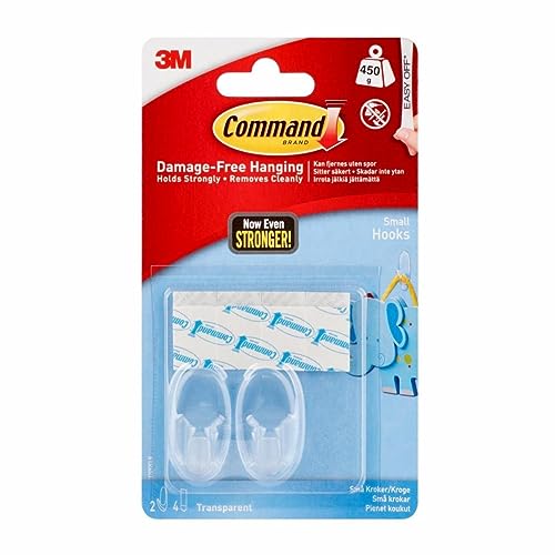 Command Small Hooks, Clear, 2-Hook, 6-Pack