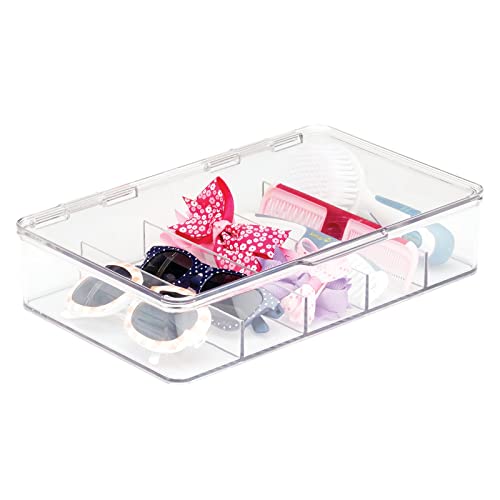 mDesign Baby Nursery Organizer Box with Lid for Nail Clippers, Thermometers, Nasal Aspirator - Clear