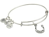 Alex and Ani Tokens Expandable Bangle for Women, Crystal Horseshoe Charm, Rafaelian Silver Finish, 2...