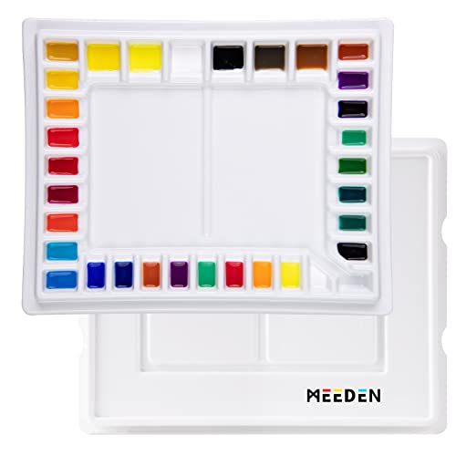 MEEDEN Ceramic Watercolor Palette: 33-Well Large Empty Professional Porcelain Paint Palette with Lid for Watercolor Acrylic Gouache, 13.5 x 10.8 Inch Mixing Tray for Studio by MEEDEN - Used condition - US$41.33