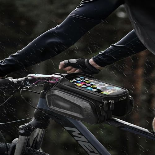 EAGRI Bike Bag for Public V7 Comfort, Waterproof Bicycle Phone Mount Bag with Sensitive TPU Touch Screen Sun Visor for Bike Under 7 inch Black