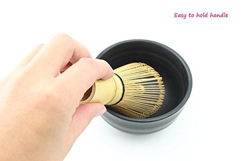 Matcha Whisk Set まっちゃ 抹茶 - Brush + Ceramic Bowl + Scoop/八十本立 Japanese Green Tea Bamboo Preparing Tool 3 Piece Set #TOP2