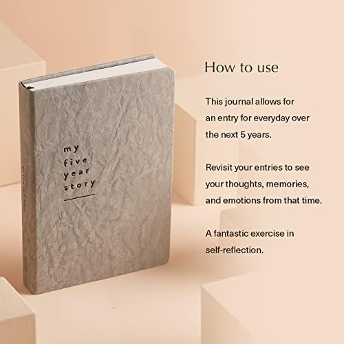 Mål Paper My Five Year Story Journal - Distressed Grey Hardback | Daily Dated Notebook for Mindfulness, Reflection & Positive Thinking Tool | Life Planner Log Book | Unique Gifts for Men & Women
