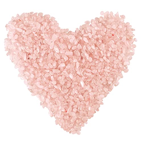 VECELO 500g Crushed Crystal, Trommelsteine, Polished Agate Stones, Natural Crystal Quartz for Home Decoration Vase Filler Swimming Pool Potted Plant Decoration (Pink) Cover