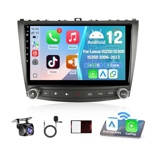 Leadfan Car Radio for Lexus IS250 IS300 IS350 2006-2012 Wireless CarPlay Android Auto Head Unit, 10.1 inch Touchscreen Car Stereo Receiver with GPS Back Camera Bluetooth WiFi FM SWC