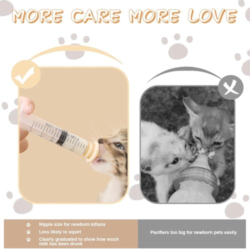 COYUN 10 Pcs Haustier Fütterung Silikon Nippel, katzenmilch Aufzuchtflasche für undewelpen Kitten, mit Spritzen, Plastikspritze, Futterspritzen Kleintiere, für Welpen Hund Katze oder andere Haustiere