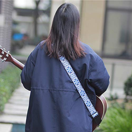 Tomshin Correias de guitarra com bordado ajustável GS-02 para guitarras elétricas acústicas Baixo ac